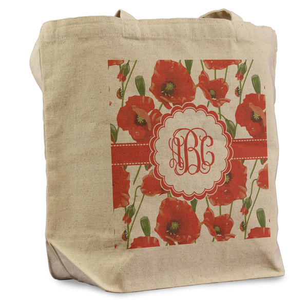 Custom Poppies Reusable Cotton Grocery Bag (Personalized)