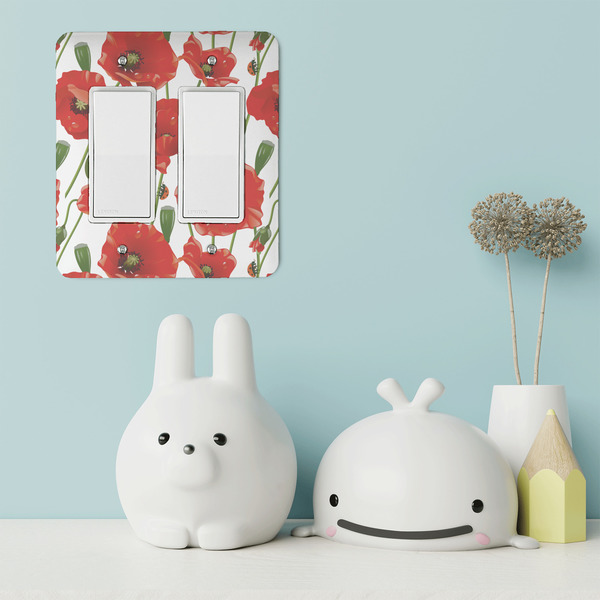 Poppies Rocker Light Switch Covers - Double - IN CONTEXT