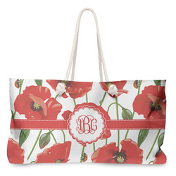 Poppies Large Tote Bag with Rope Handles (Personalized)