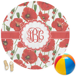Poppies Round Beach Towel (Personalized)