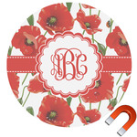 Poppies Round Car Magnet - 6" (Personalized)