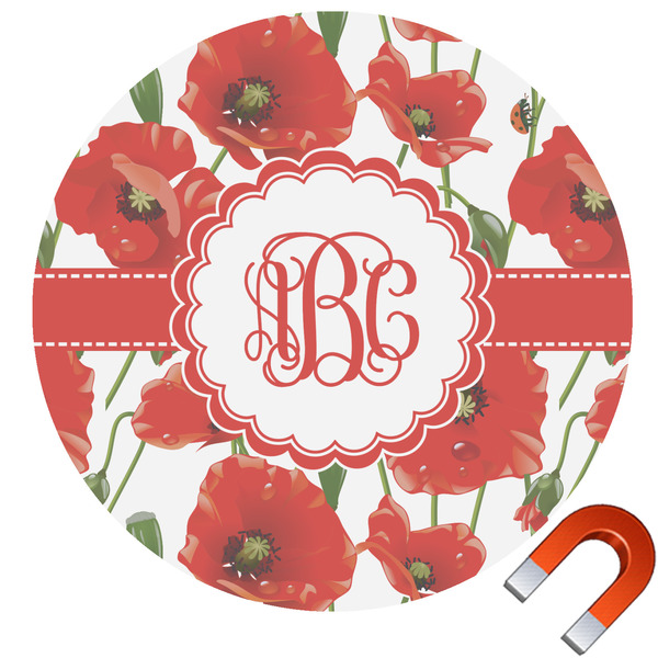 Custom Poppies Round Car Magnet - 6" (Personalized)