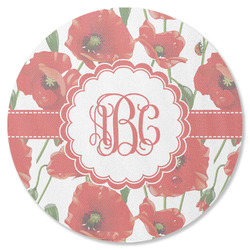 Poppies Round Rubber Backed Coaster (Personalized)