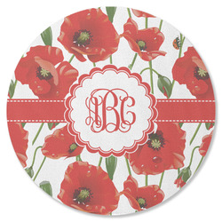 Poppies Round Rubber Backed Coaster (Personalized)