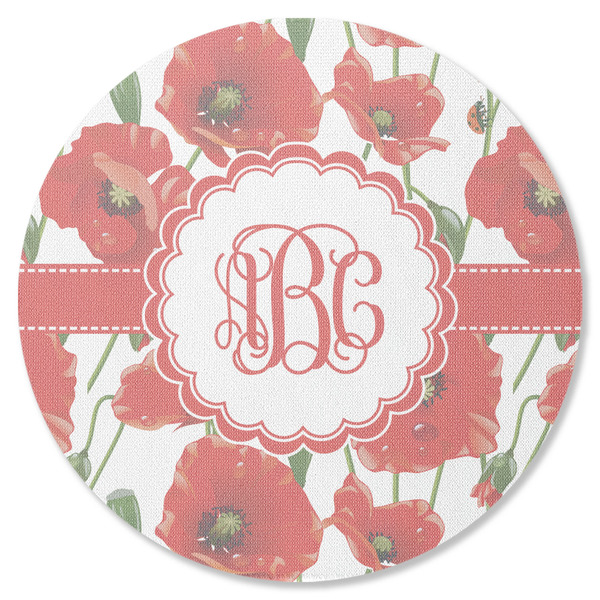Custom Poppies Round Rubber Backed Coaster (Personalized)