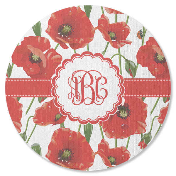 Poppies Round Coaster Rubber Back - Single