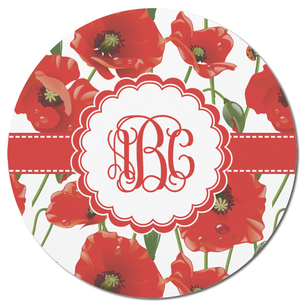 Poppies Round Fridge Magnet - FRONT