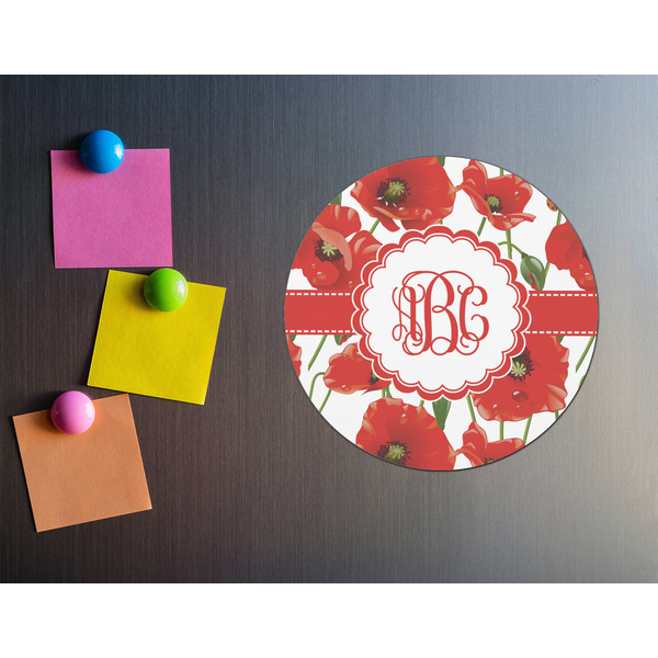 Poppies Round Fridge Magnet - LIFESTYLE