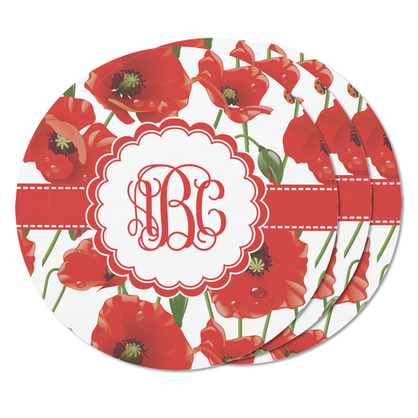 Poppies Round Fridge Magnet - THREE