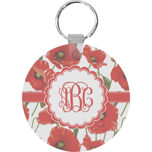 Custom Poppies Round Plastic Keychain (Personalized)