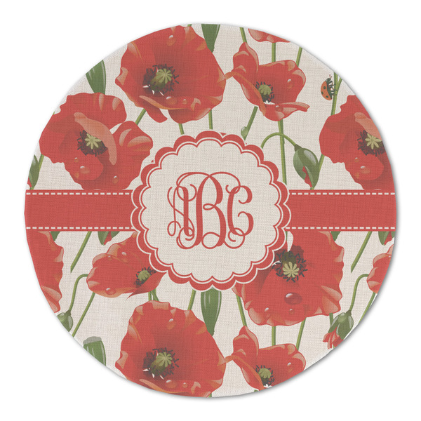 Custom Poppies Round Linen Placemat - Single Sided (Personalized)
