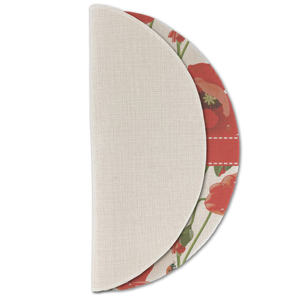 Poppies Round Linen Placemats - HALF FOLDED (single sided)