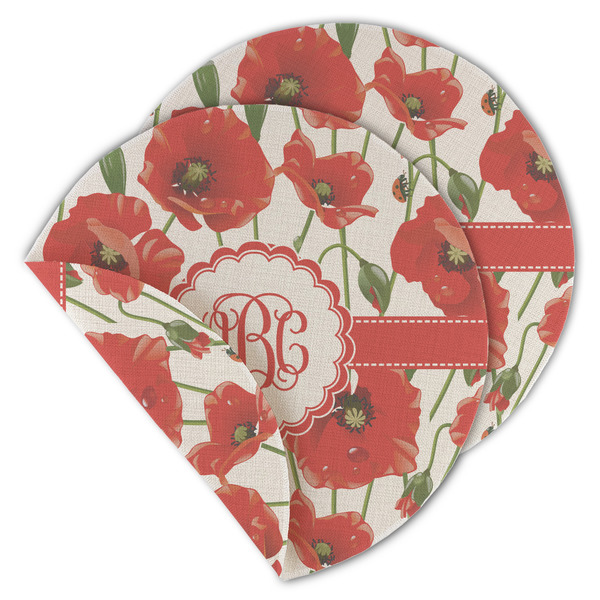 Custom Poppies Round Linen Placemat - Double Sided - Set of 4 (Personalized)