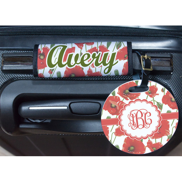 Poppies Round Luggage Tag & Handle Wrap - In Context