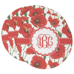Poppies Round Paper Coasters w/ Monograms