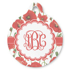 Poppies Round Pet ID Tag - Large (Personalized)