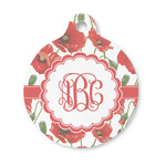 Poppies Round Pet ID Tag - Small (Personalized)
