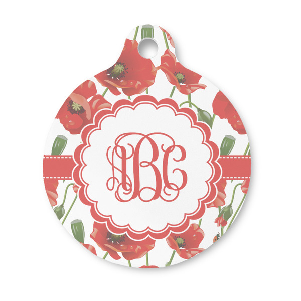 Custom Poppies Round Pet ID Tag - Small (Personalized)