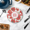 Poppies Round Stone Trivet - In Context View