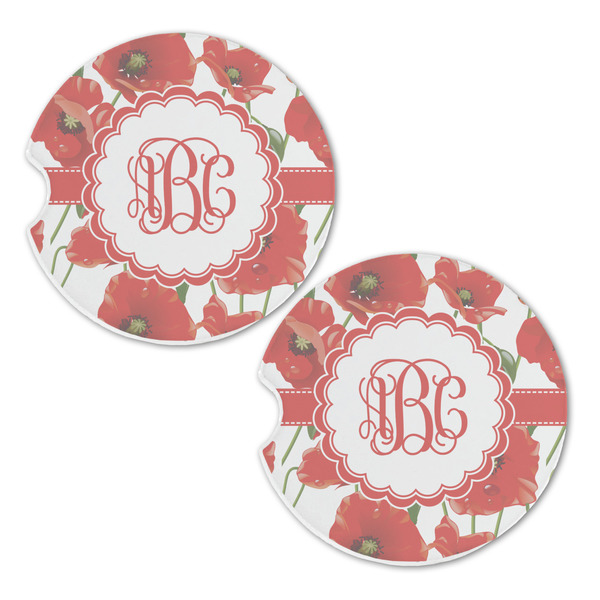 Poppies Sandstone Car Coasters - Set of 2