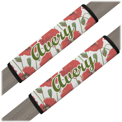 Poppies Seat Belt Covers (Set of 2) (Personalized)
