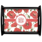 Poppies Black Wooden Tray - Large (Personalized)