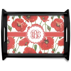 Poppies Black Wooden Tray - Large (Personalized)