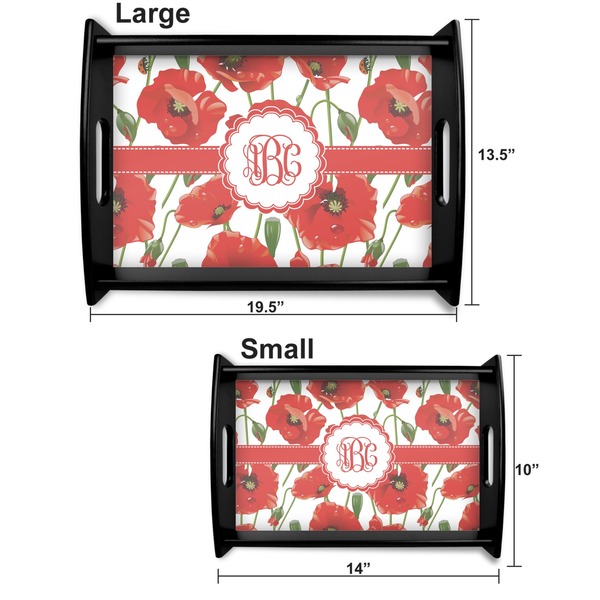 Poppies Serving Tray Black Sizes