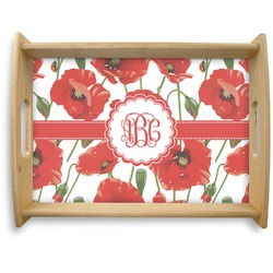 Poppies Natural Wooden Tray - Large (Personalized)
