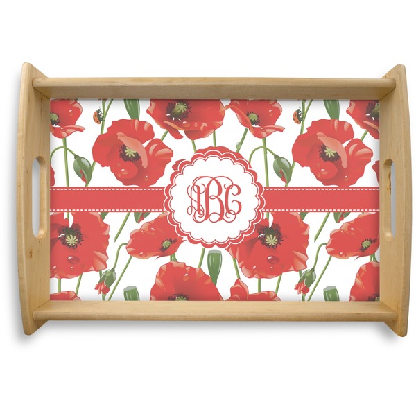 Custom Poppies Natural Wooden Tray - Small (Personalized)