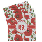 Poppies Absorbent Stone Coasters - Set of 4 (Personalized)