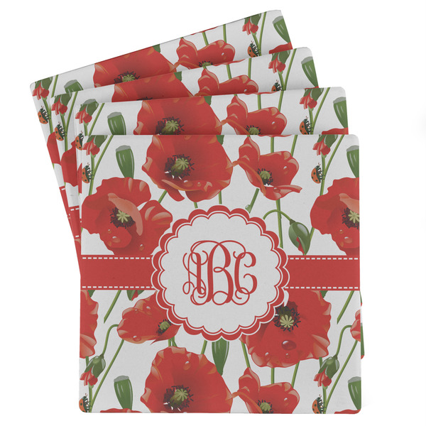 Custom Poppies Absorbent Stone Coasters - Set of 4 (Personalized)
