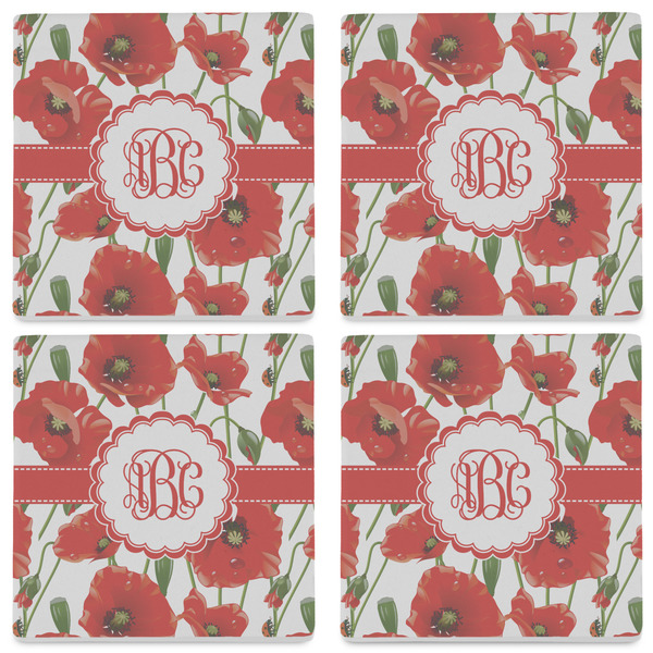 Poppies Set of 4 Sandstone Coasters - See All 4 View