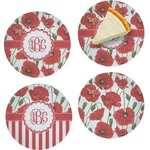 Poppies Set of 4 Glass Appetizer / Dessert Plate 8" (Personalized)