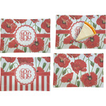 Poppies Set of 4 Glass Rectangular Appetizer / Dessert Plate (Personalized)