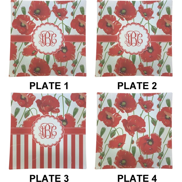 Poppies Set of Square Dinner Plates (Approval)