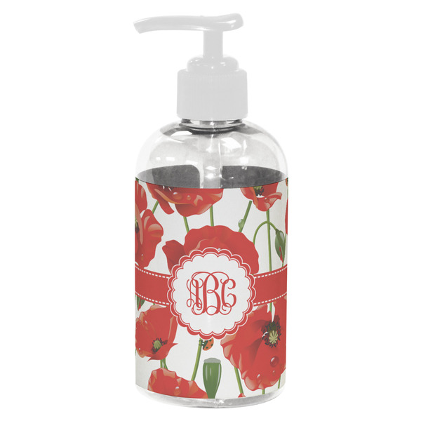 Custom Poppies Plastic Soap / Lotion Dispenser (8 oz - Small - White) (Personalized)