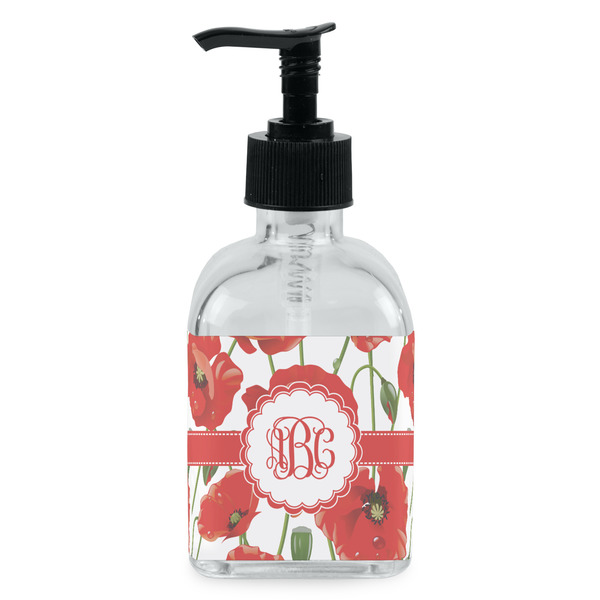 Custom Poppies Glass Soap & Lotion Bottle - Single Bottle (Personalized)