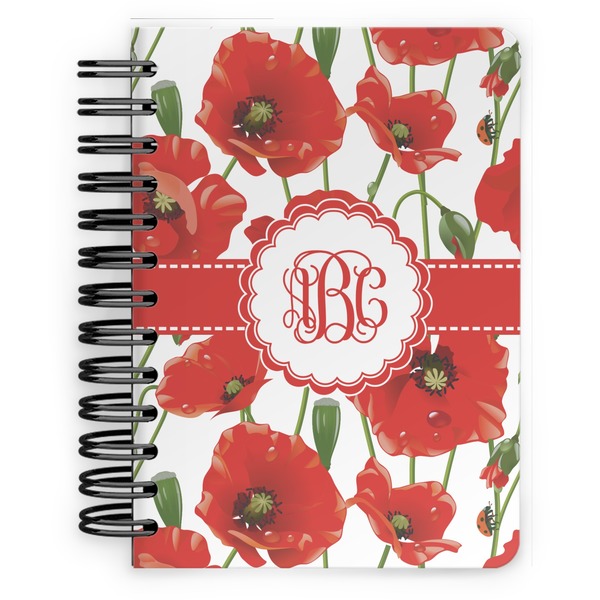 Custom Poppies Spiral Notebook - 5x7 w/ Monogram