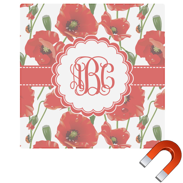 Custom Poppies Square Car Magnet - 6" (Personalized)