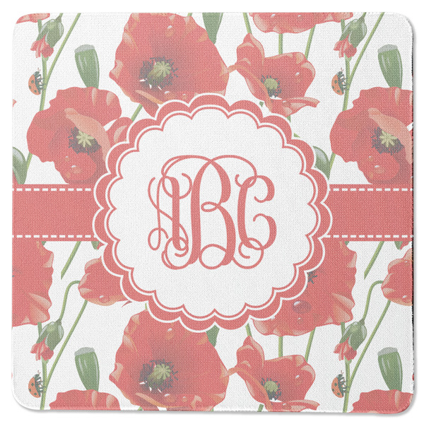 Custom Poppies Square Rubber Backed Coaster (Personalized)