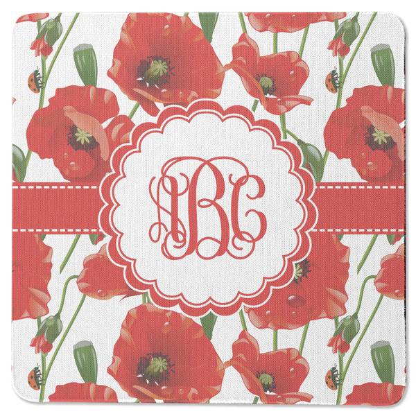 Custom Poppies Square Rubber Backed Coaster (Personalized)