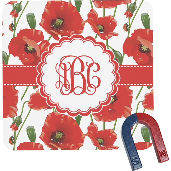 Custom Poppies Square Fridge Magnet (Personalized)