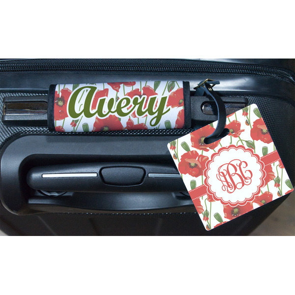 Poppies Square Luggage Tag & Handle Wrap - In Context