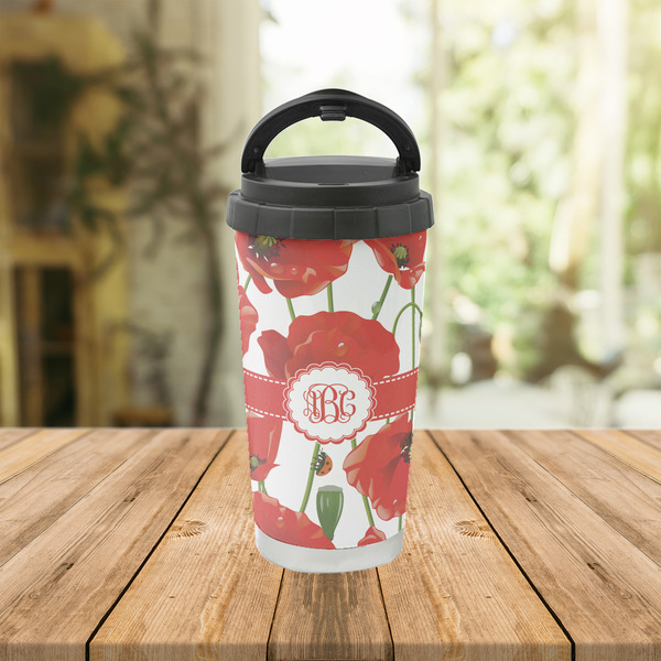 Poppies Stainless Steel Travel Cup Lifestyle