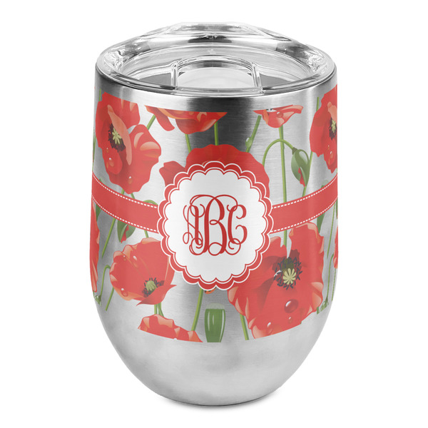 Custom Poppies Stemless Wine Tumbler - Full Print (Personalized)