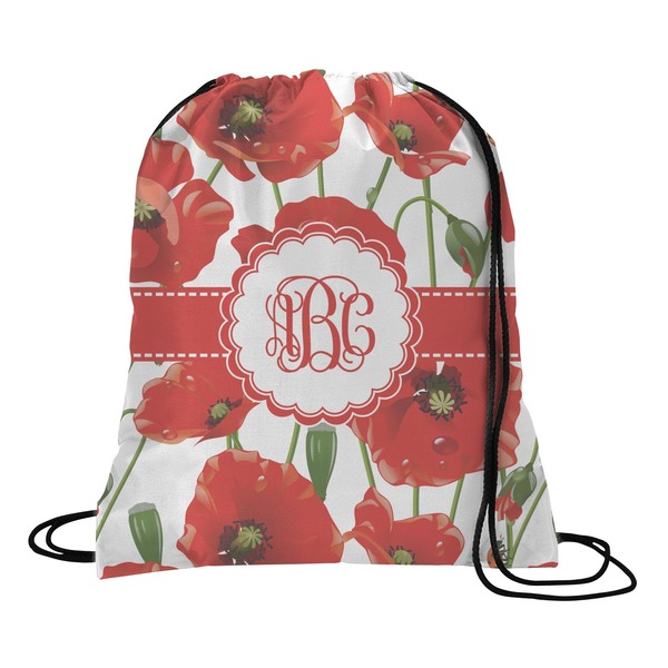 Custom Poppies Drawstring Backpack - Medium (Personalized)