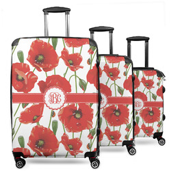 Poppies 3 Piece Luggage Set - 20" Carry On, 24" Medium Checked, 28" Large Checked (Personalized)