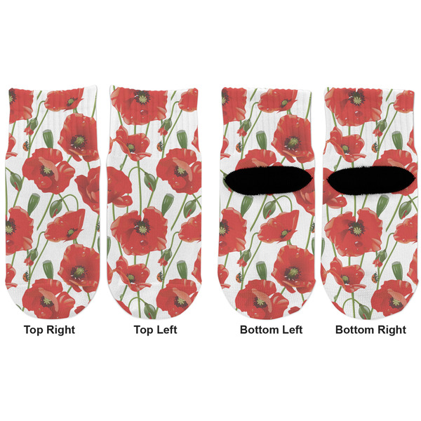 Poppies Toddler Ankle Socks - Double Pair - Front and Back - Apvl