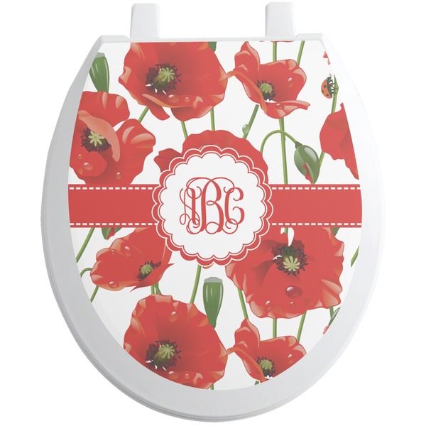 Custom Poppies Toilet Seat Decal - Round (Personalized)